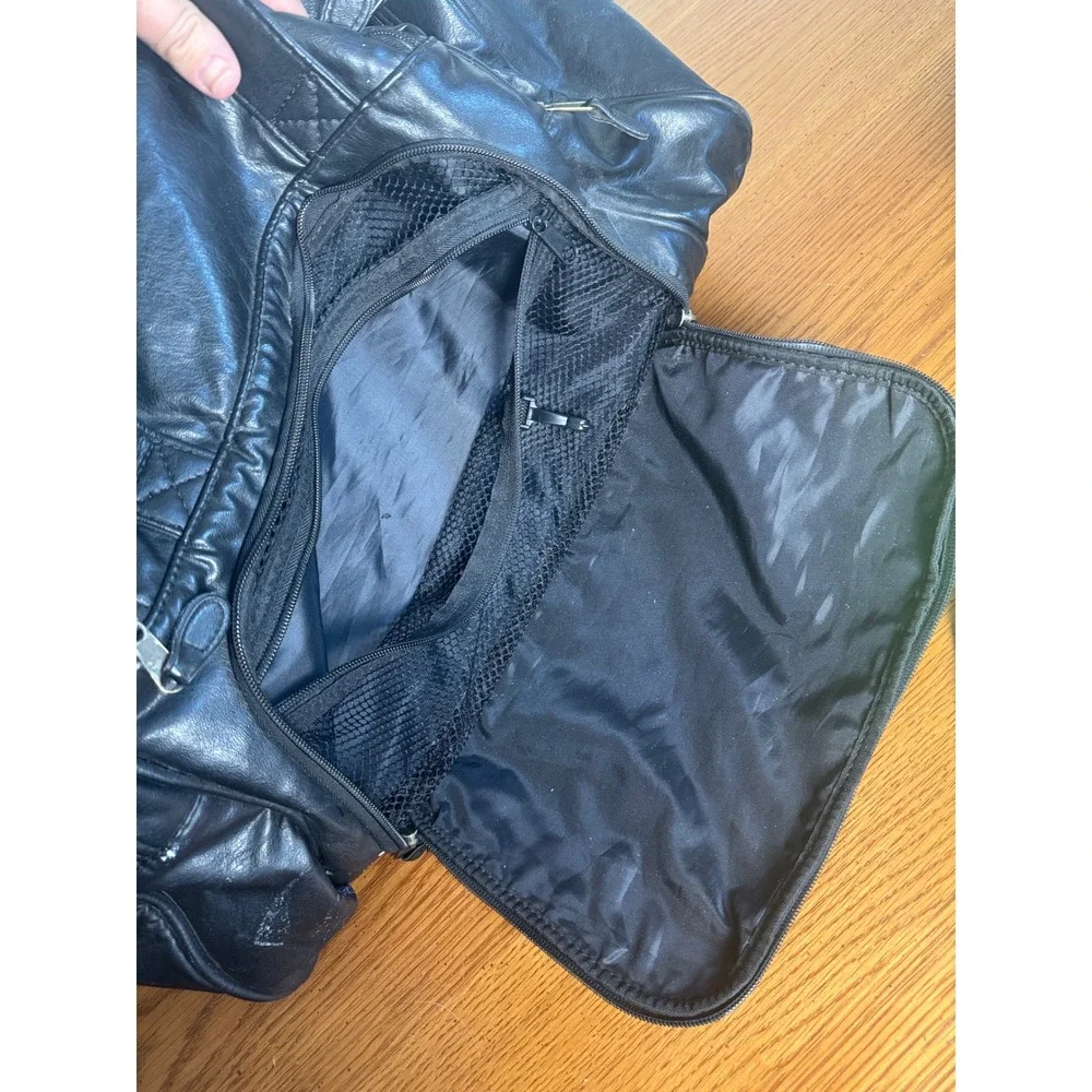Y2K Blue Martini Black Leather Duffle Bag‎ Travel Weekender Gym Luggage Vintage